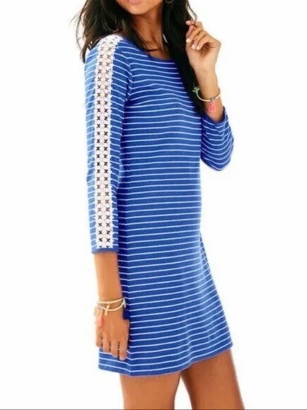 Lilly Pulitzer Dress Size XS Blue Stripe Stretch Preppy Nautical Summer Vacation